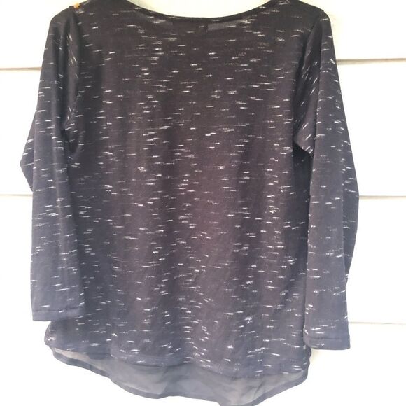 H&M gray black geometric silver design thin knit sweater top blouse girl/14 - Picture 3 of 9